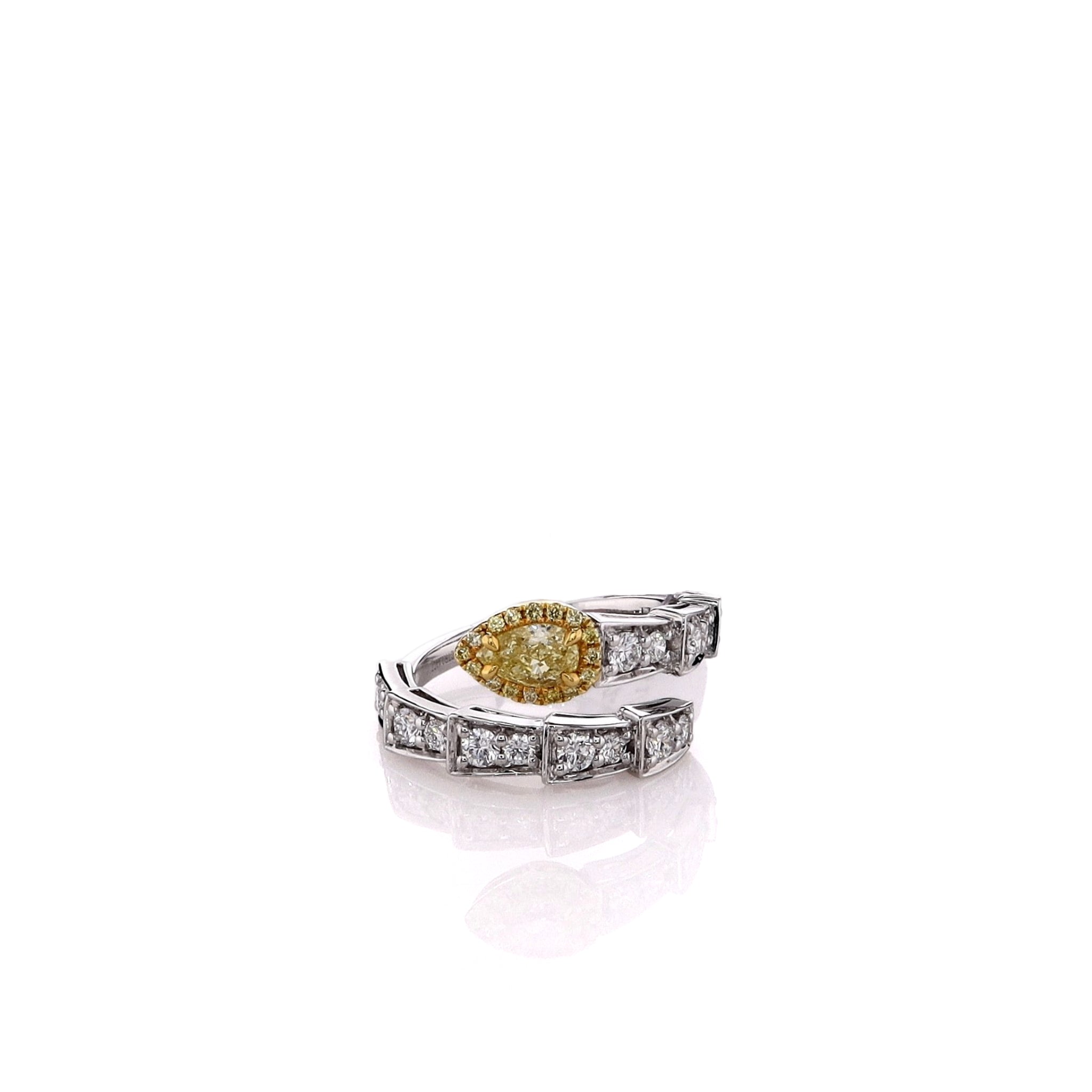 Stunning 18k Two-Tone Yellow and White Gold Diamond Bypass Ring