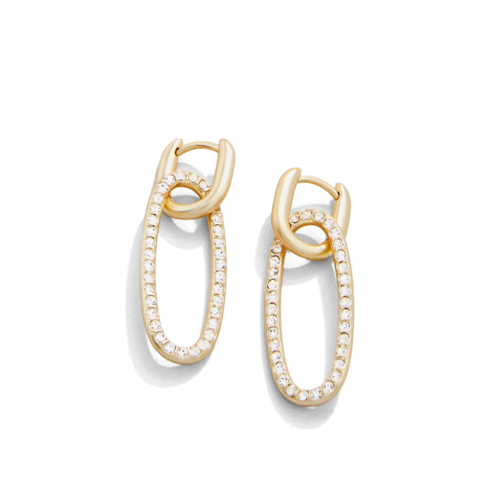 Sparkling 18kt Matte Gold Spartan Hudson Convertible Crystal Hoop Earrings