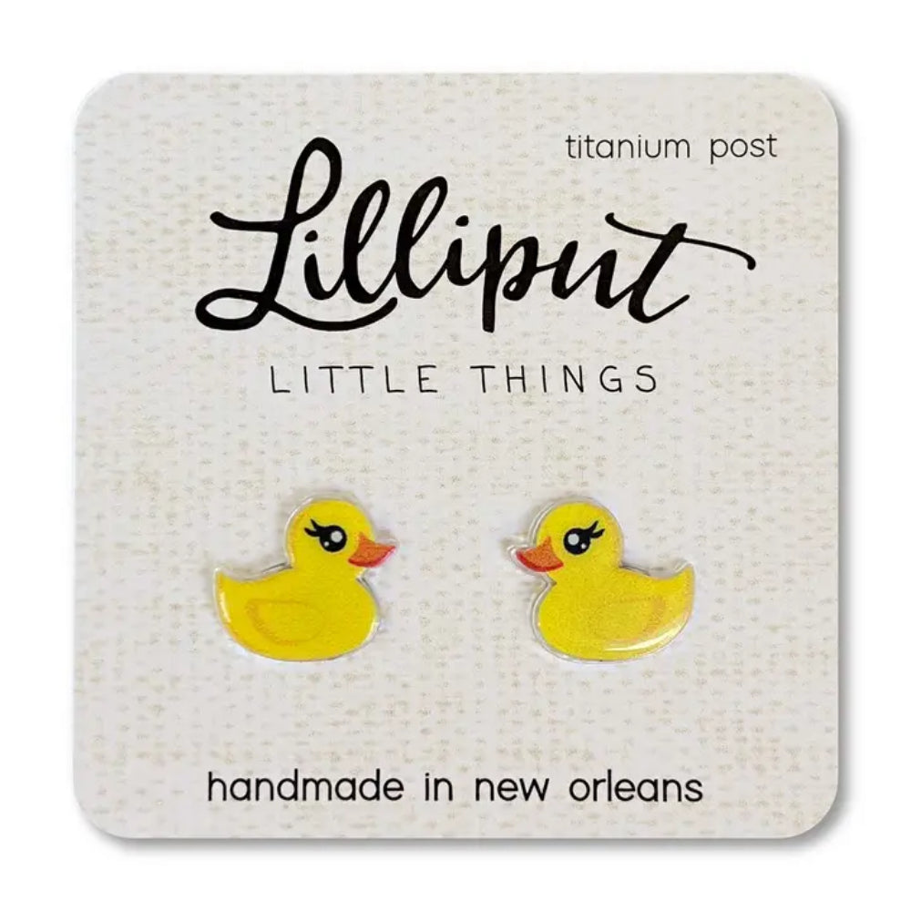 Lilliput Little Things Novelty Rubber Ducky Design Hypoallergenic Earrings for All-Day Wear