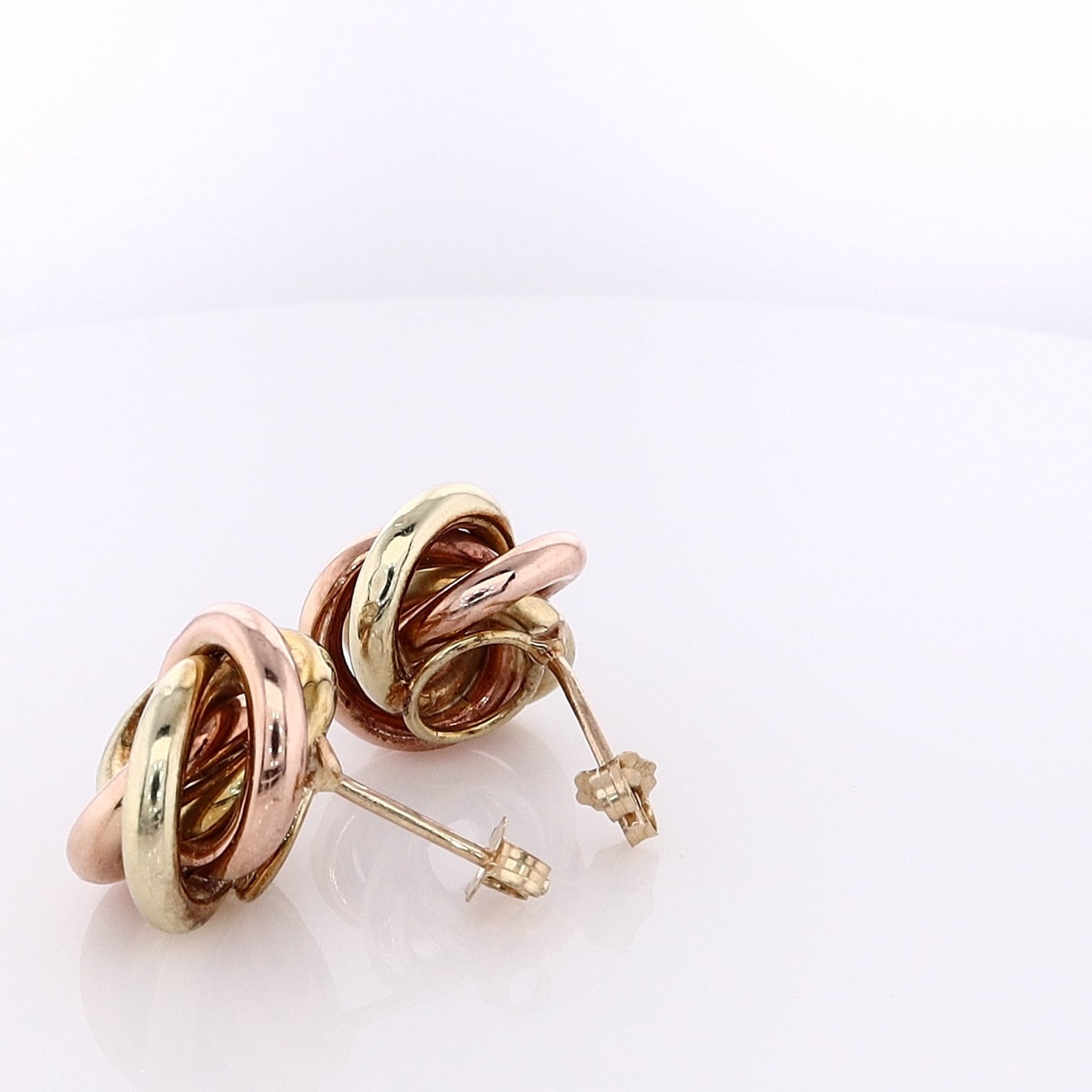 14 Karat Rose and Yellow Gold Polished Stud Earrings with Love Knot Design