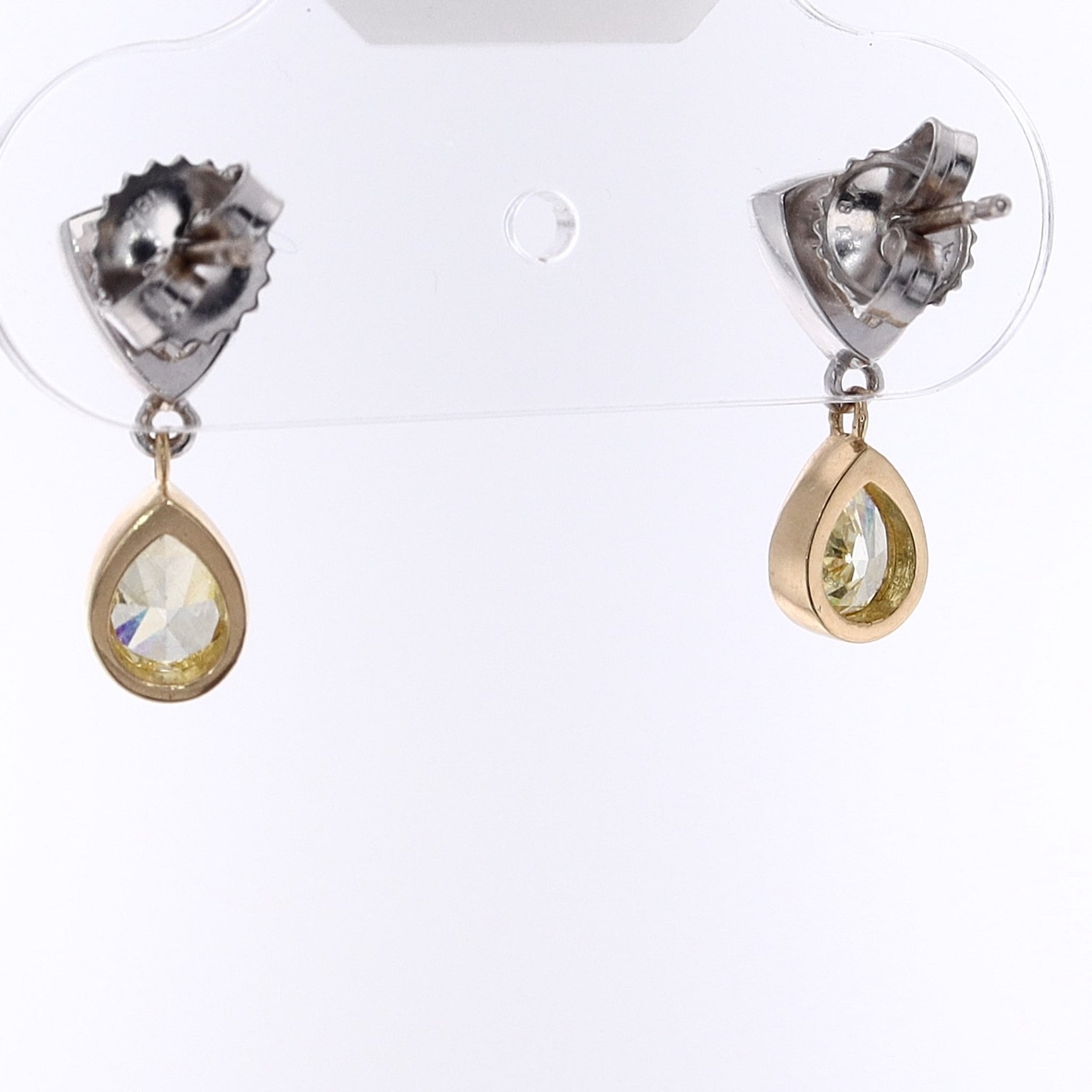 Exquisite Estate 18 Karat White and Yellow Gold Two-Tone Diamond Stud and Dangle Earrings