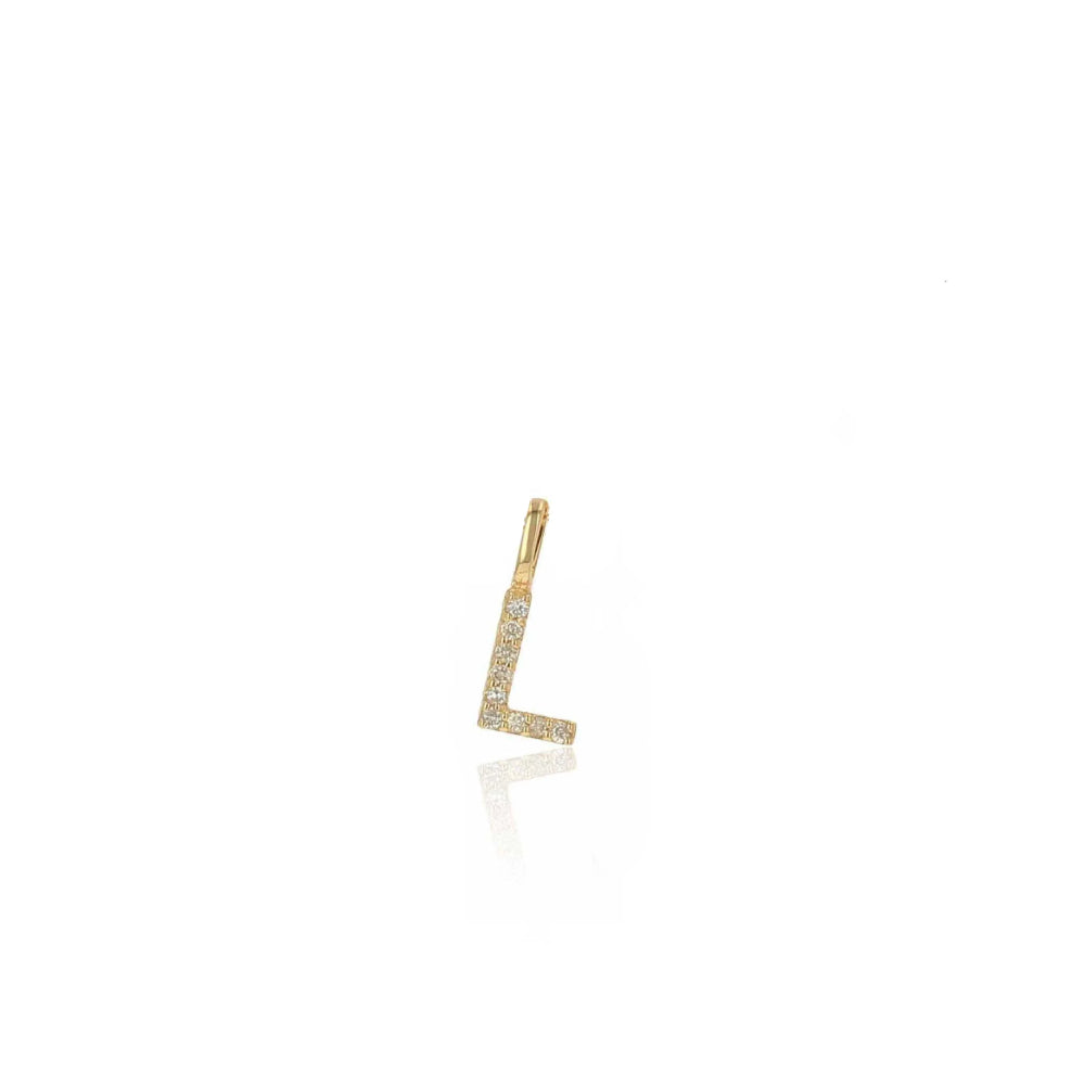 14k Yellow Gold Personalized Round Diamond Letter Charm by Rachel Reid
