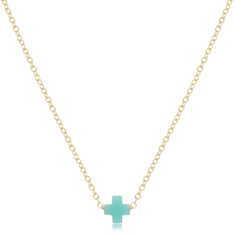 Enewton 16-inch Gold Signature Cross Small Charm Necklace - Mint Color