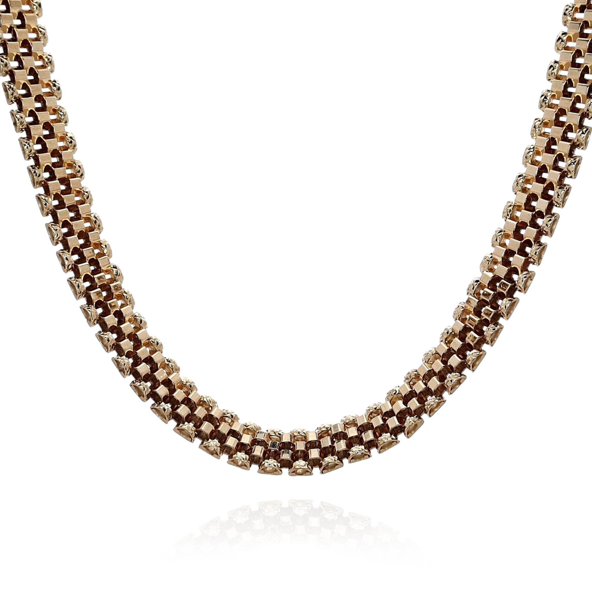 18-Inch 14k Yellow Gold Polished Panther Link Chain Necklace