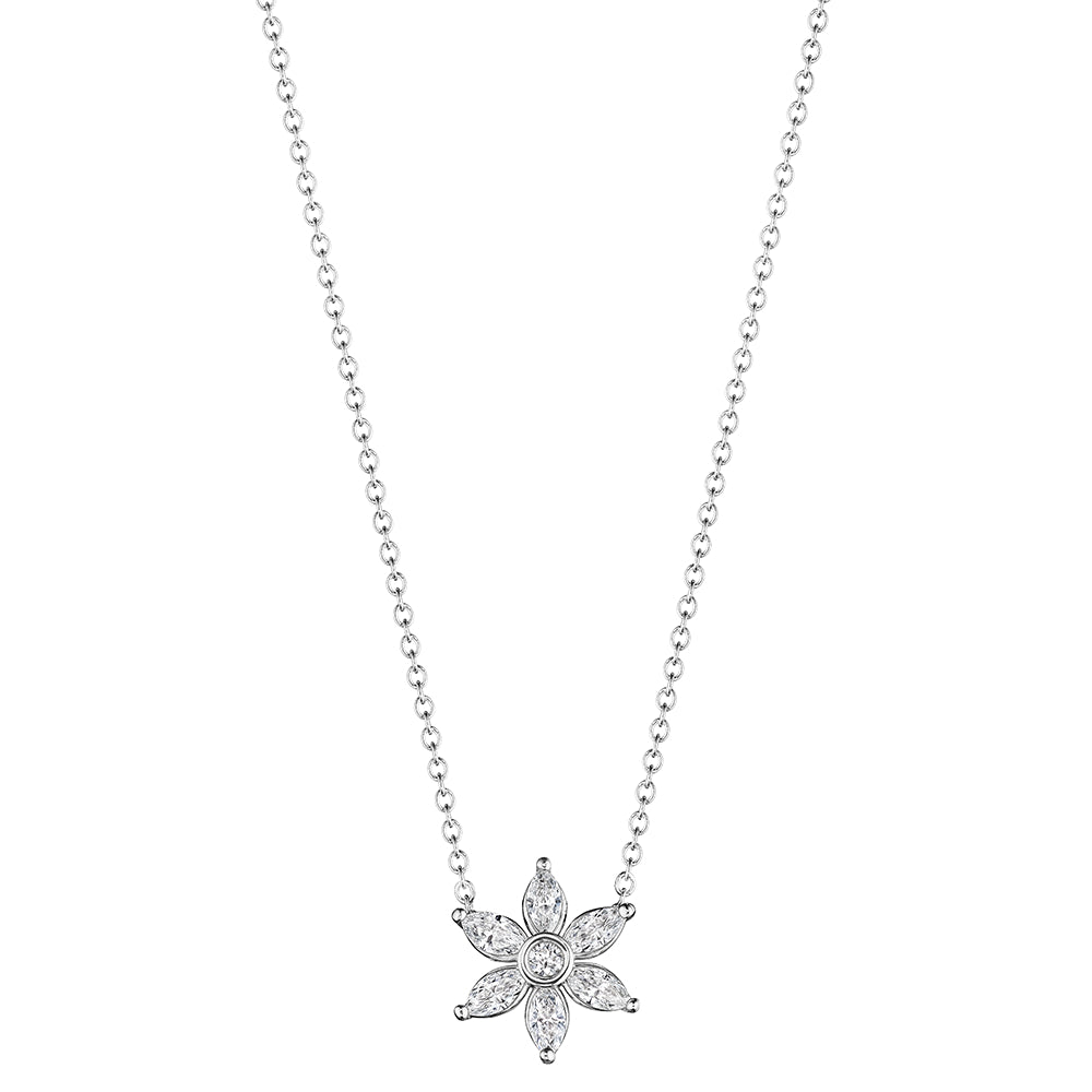 Verragio 18k White Gold Diamond Flower Marquise Pendant with 0.45 Carats