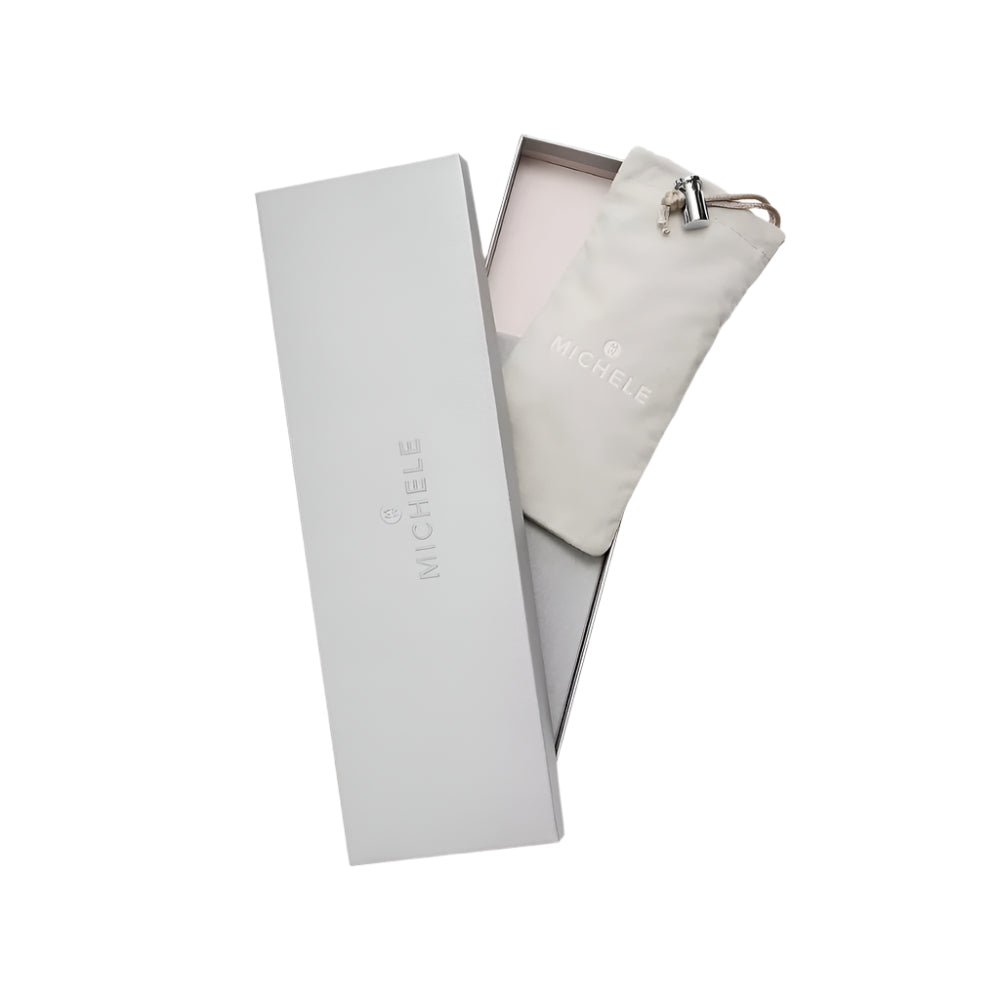 Michele 18mm Pink and White Leather Interchangeable Watch Strap Gift Set