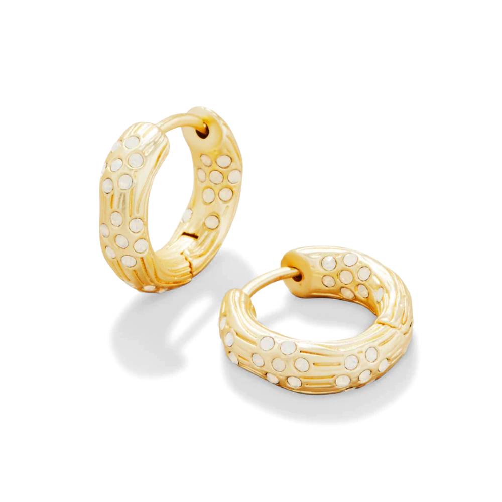 Spartina Elegant Midi Hoop Earrings with White Opal Crystals for Women
