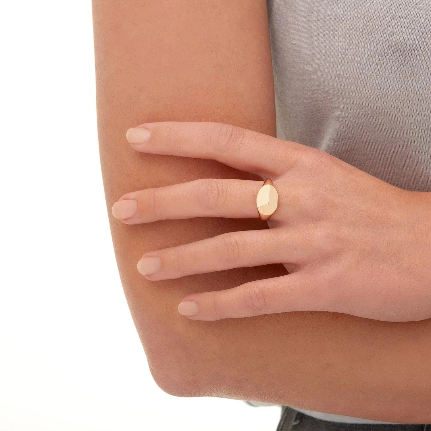 Michael M 14K Yellow Gold Geometric Signet Ring, Size 6.5 for Everyday Wear