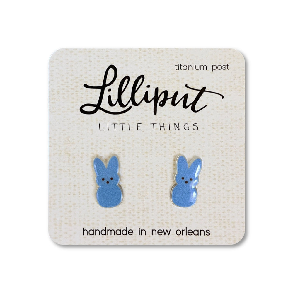 Adorable Lilliput Little Things Waterproof Easter Bunny Marshmallow Earrings