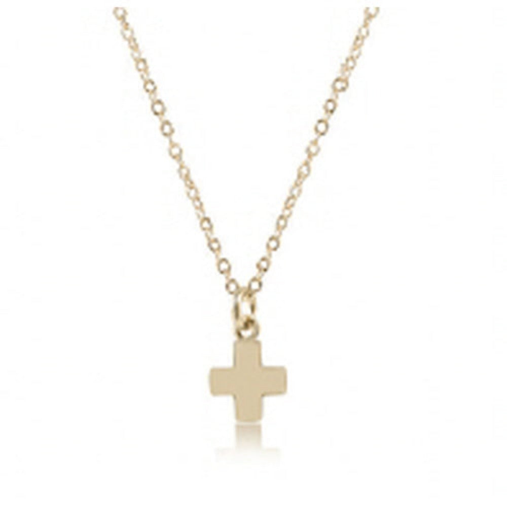eNewton eGirl 14 Gold Signature Small Cross Charm Necklace