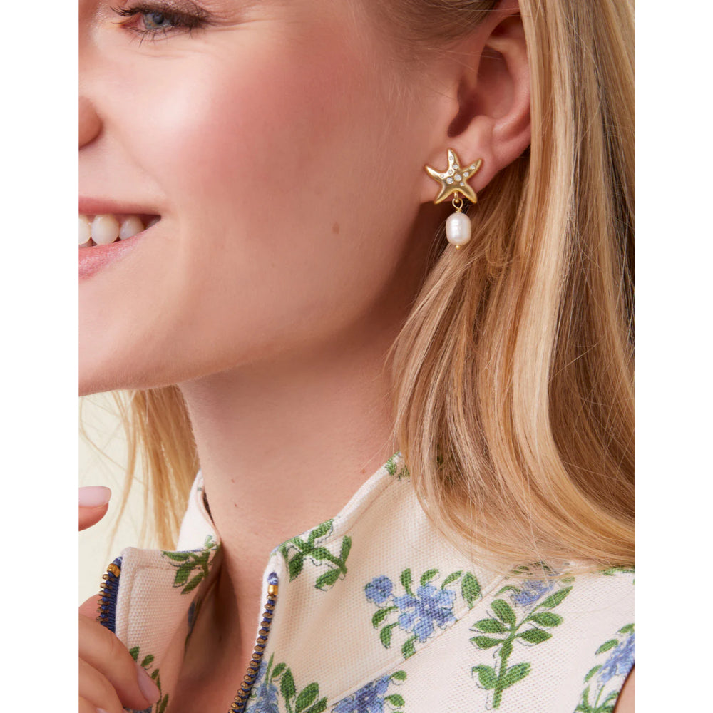 Stylish Spartina White Opal Starfish Pearl Dangling Earrings for Fashion Lovers