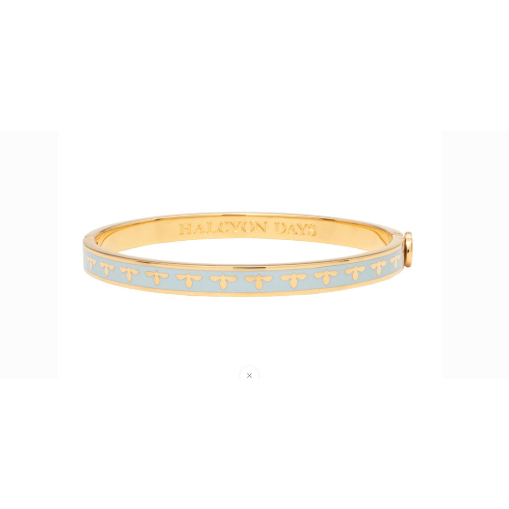 Halcyon Days 6mm Gold-Plated Enamel Bee Hinged Bracelet - A Stylish and Colorful Jewelry Piece