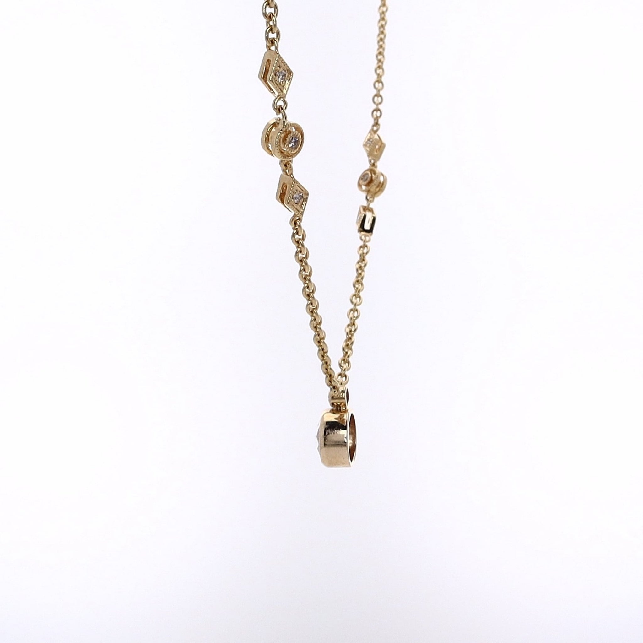 Exquisite 14 Karat Yellow Gold Diamond Station Necklace for Elegant Jewelry Lovers