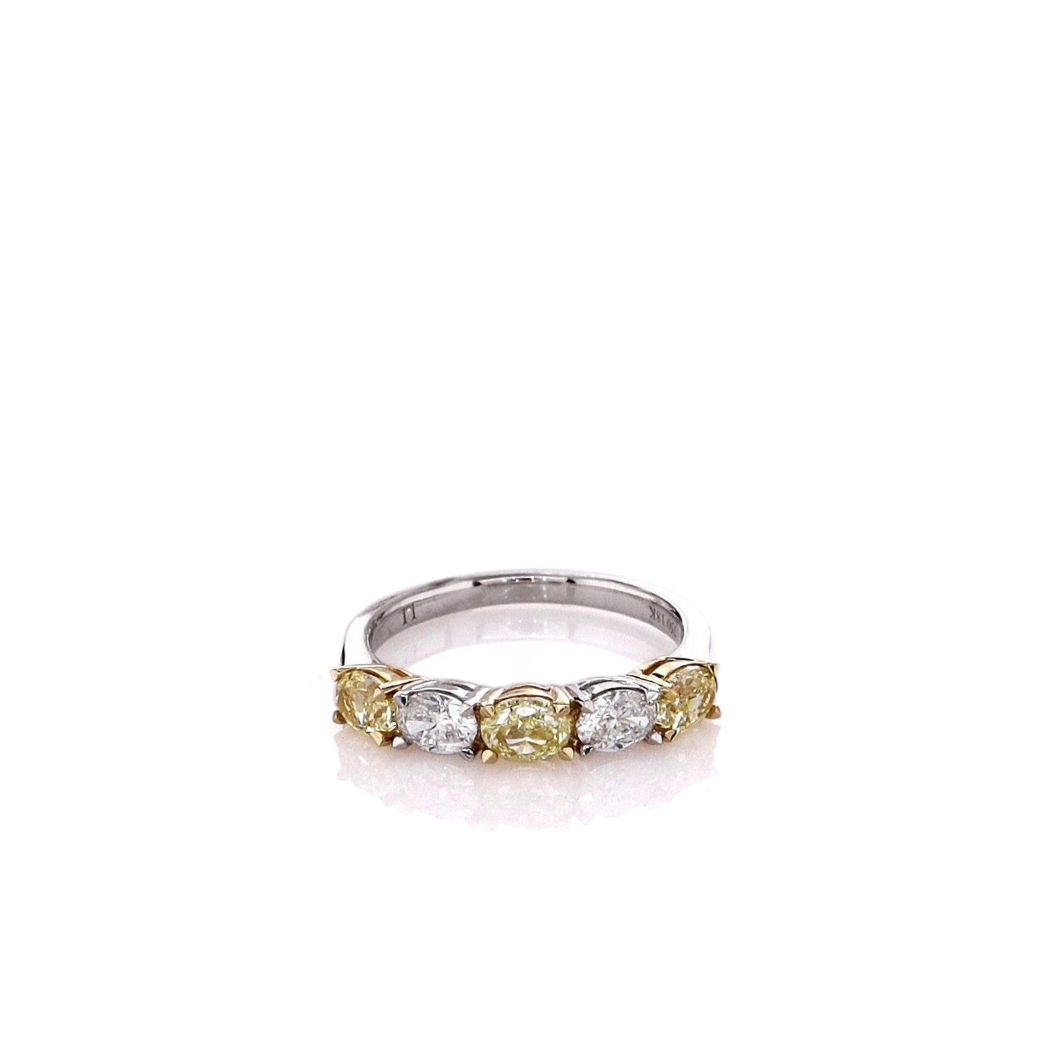 18k Gold Two - Tone Yellow and White Diamond Engagement Band