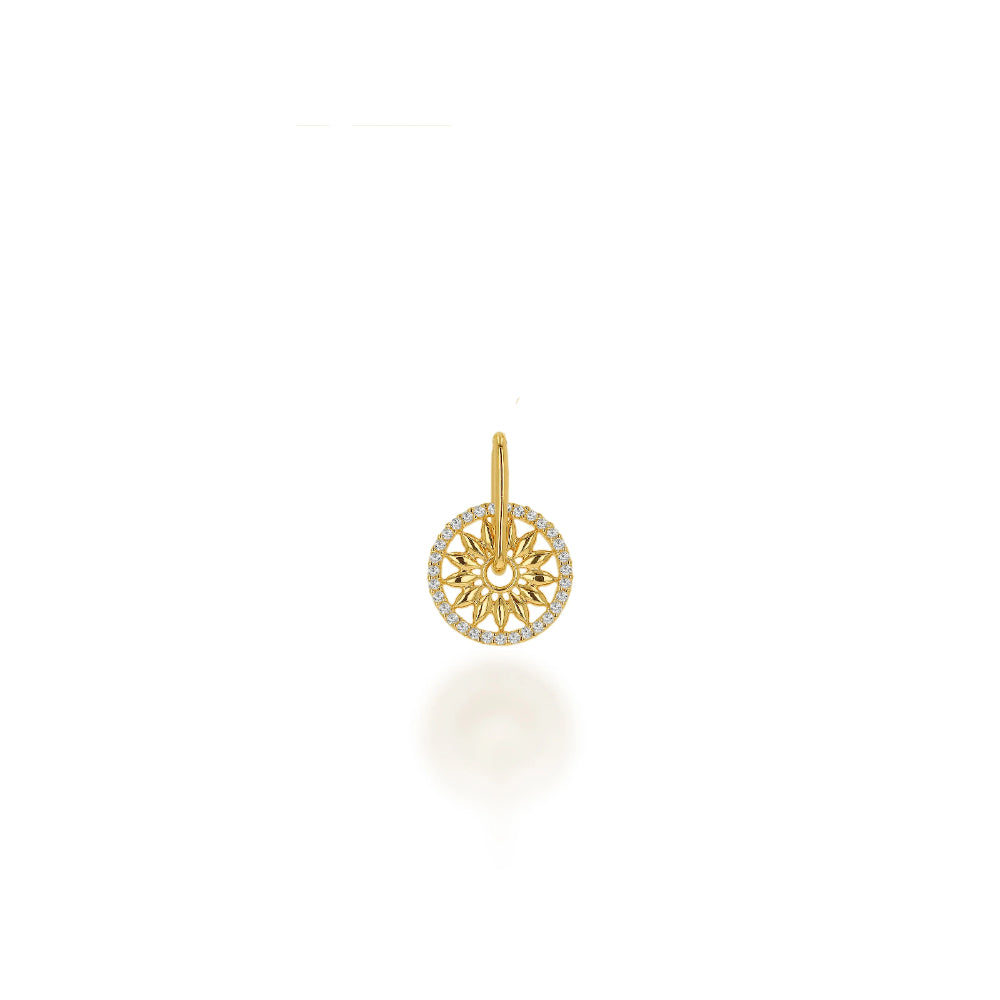 Rachel Reid 14k Yellow Gold Diamond Flower Spinning Charm Pendant