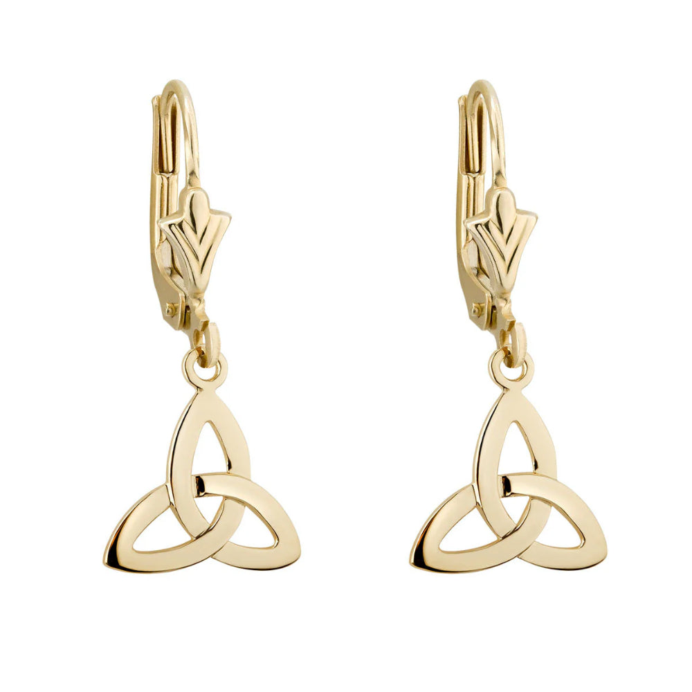 Exquisite 14k Gold Drop Earrings with Symbolic Trinity Knot Design