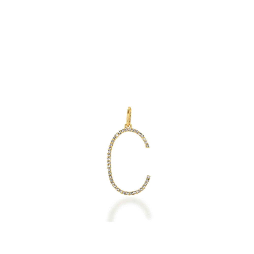 14k Gold Oversized Personalized Diamond Initial Letter Charm