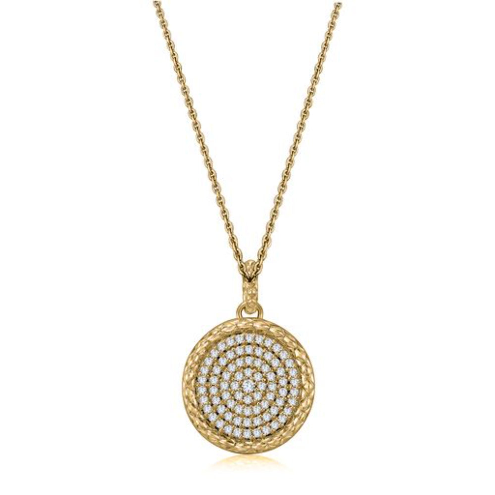 A. Jaffe 14k Yellow Gold Pave-Set Diamond Circular Pendant for Jewelry Lovers