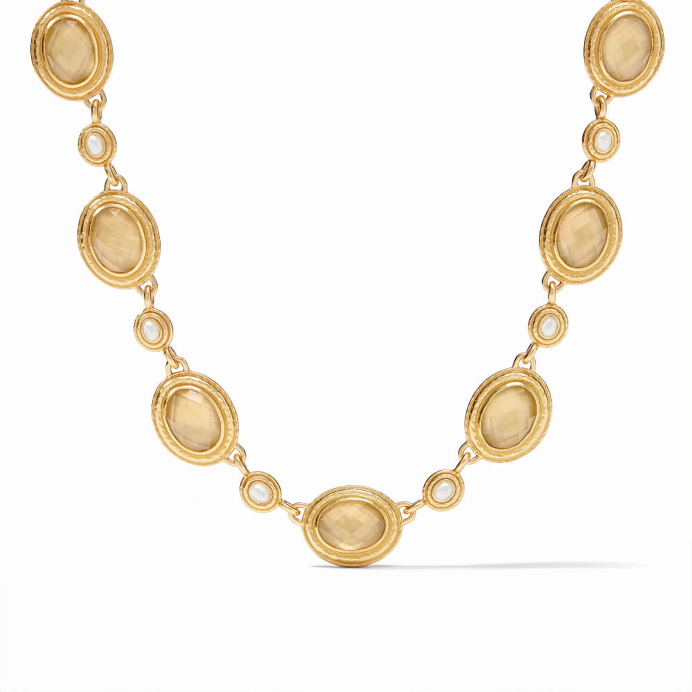 Julie Vos Tudor Style Stone and CZ Adjustable Necklace in 24k Gold Plate
