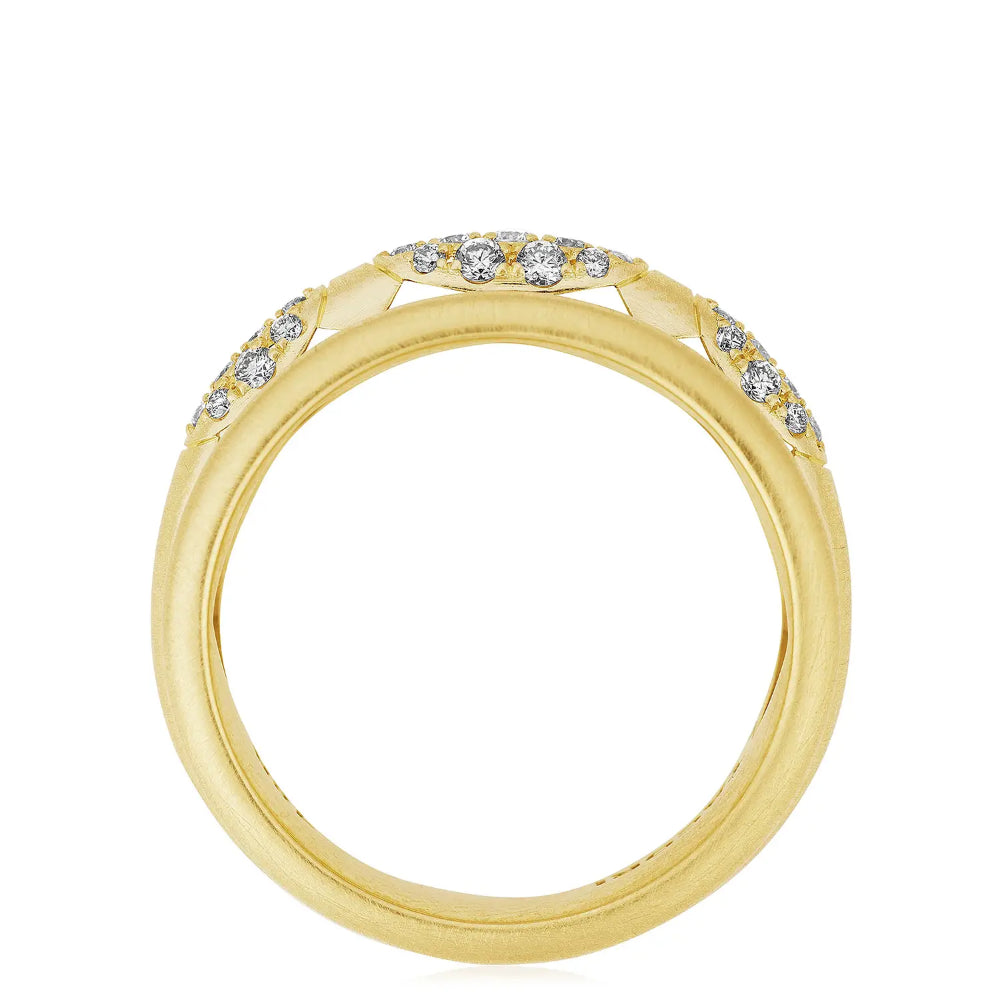 Tacori 18k Gold Satin Stacked Ring with Crescent Eclipse Diamond Design