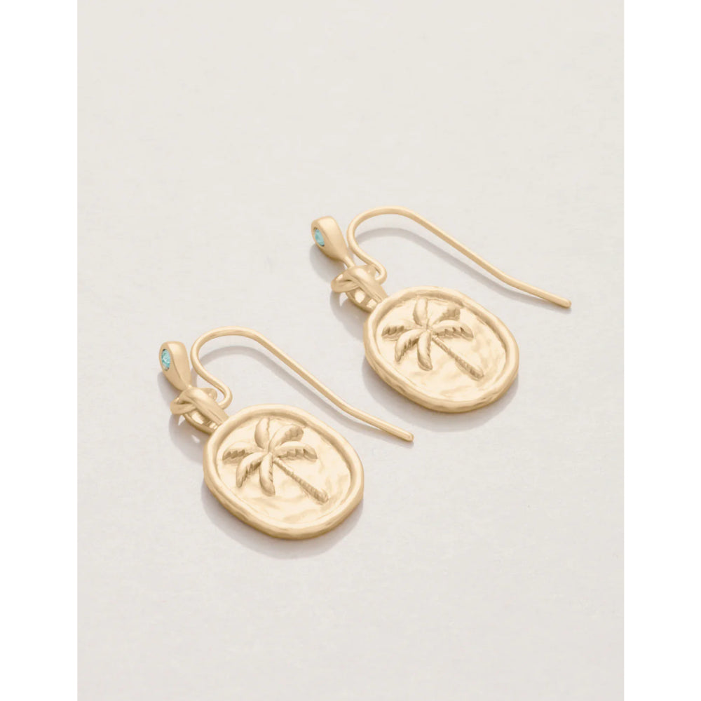 Stylish Spartina Palm Tree Medallion Dangling Earrings for Resort Wear