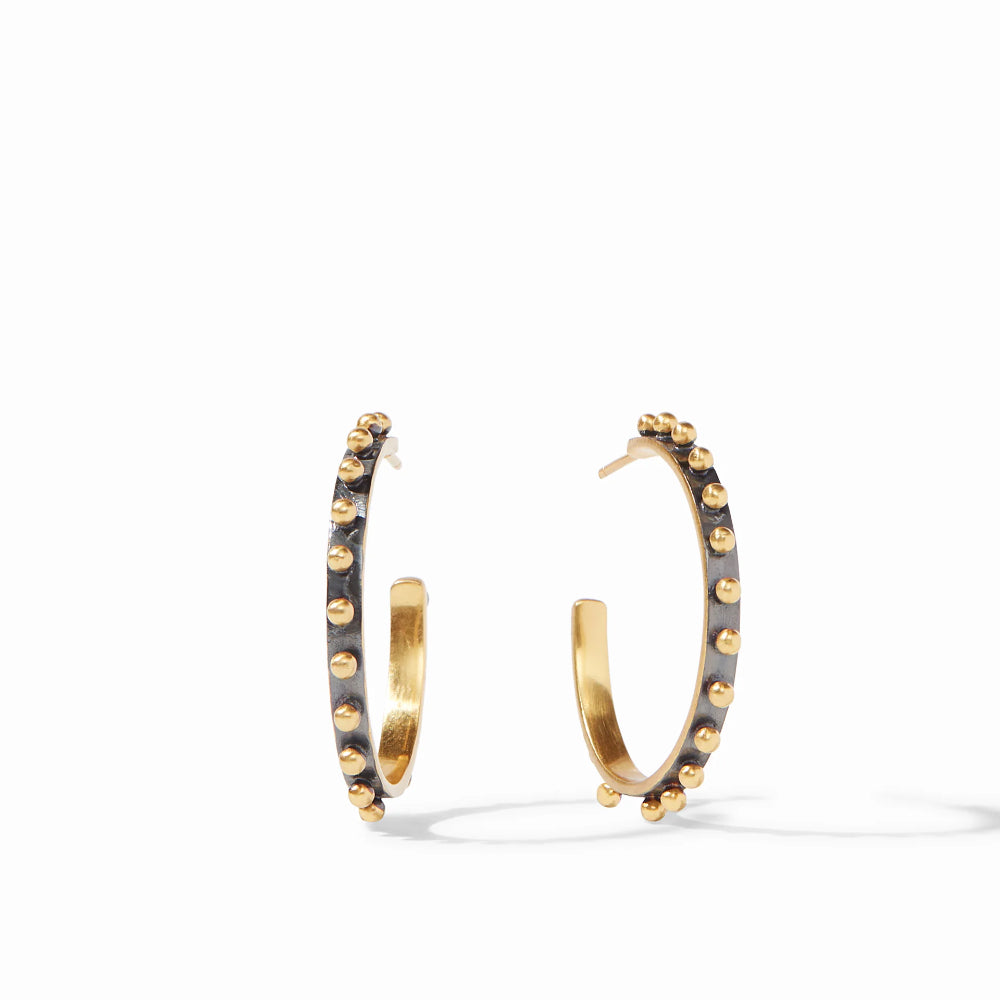 Julie Vos Soho Mixed Metal Studded Gold Bead Hoop Earrings