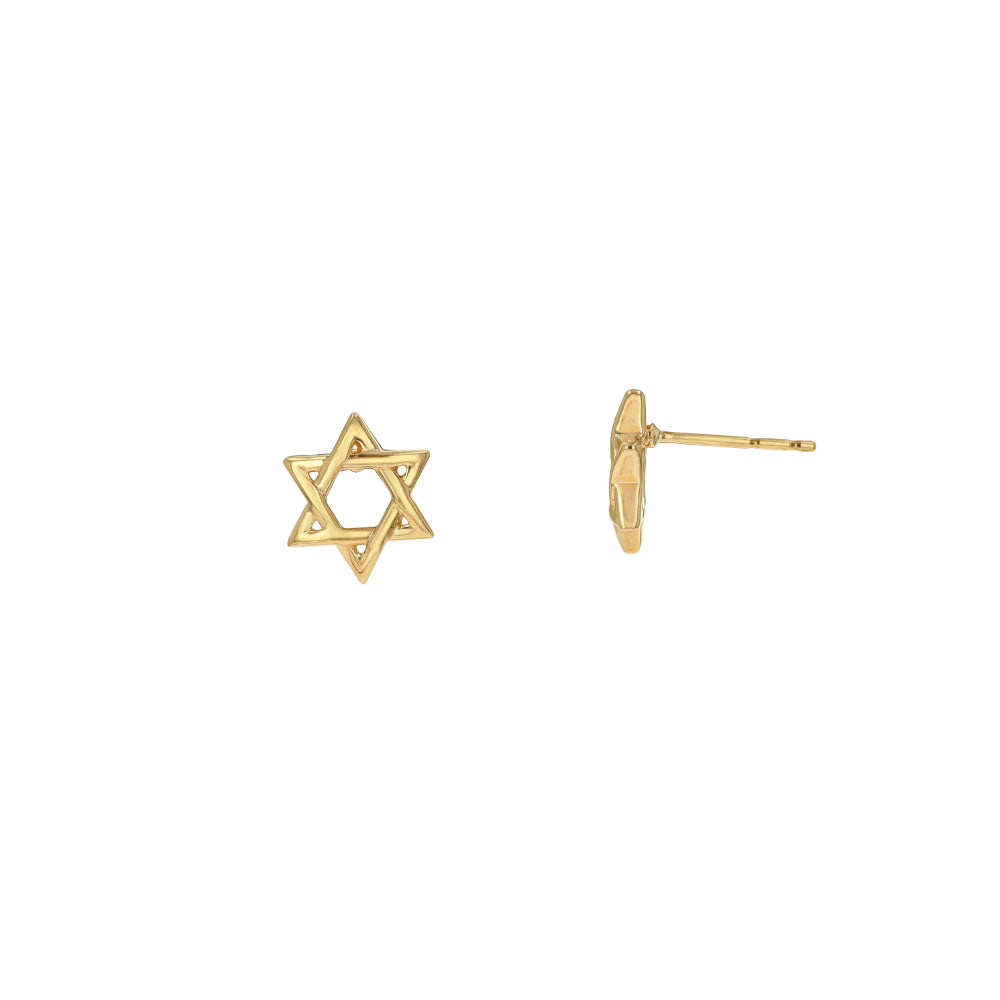 14k Yellow Gold Jewish Star Stud Earrings by Rachel Reid
