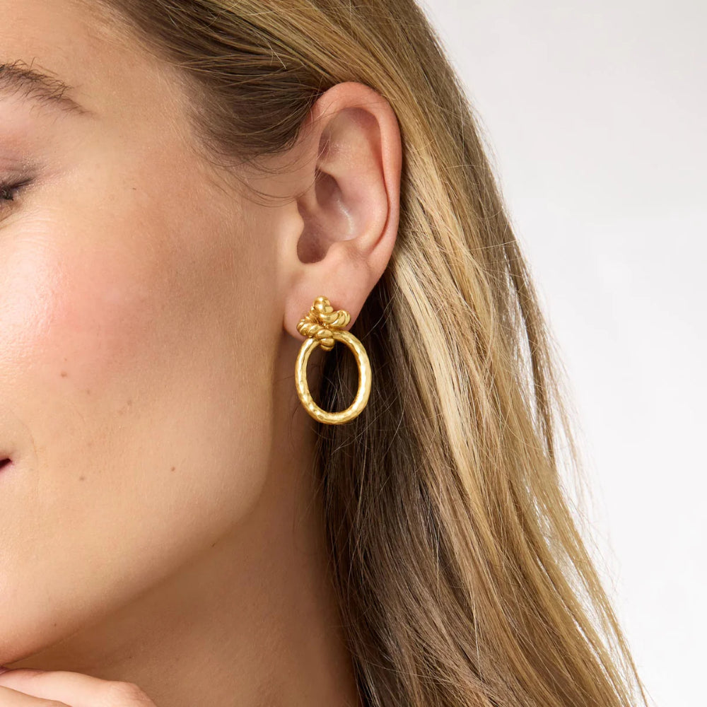 Julie Vos 24K Gold Plated Nassau Demi Doorknocker Earrings for Pierced Ears