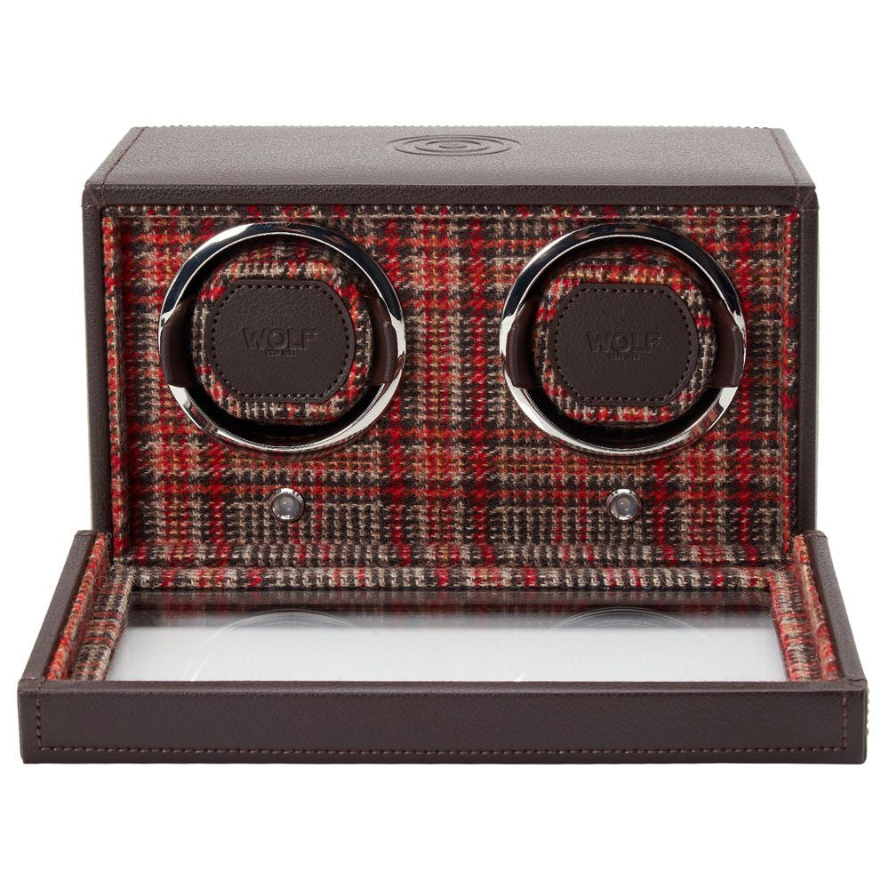 Wolf Designs WM Brown Premium Double Watch Winder for Men's Timepieces