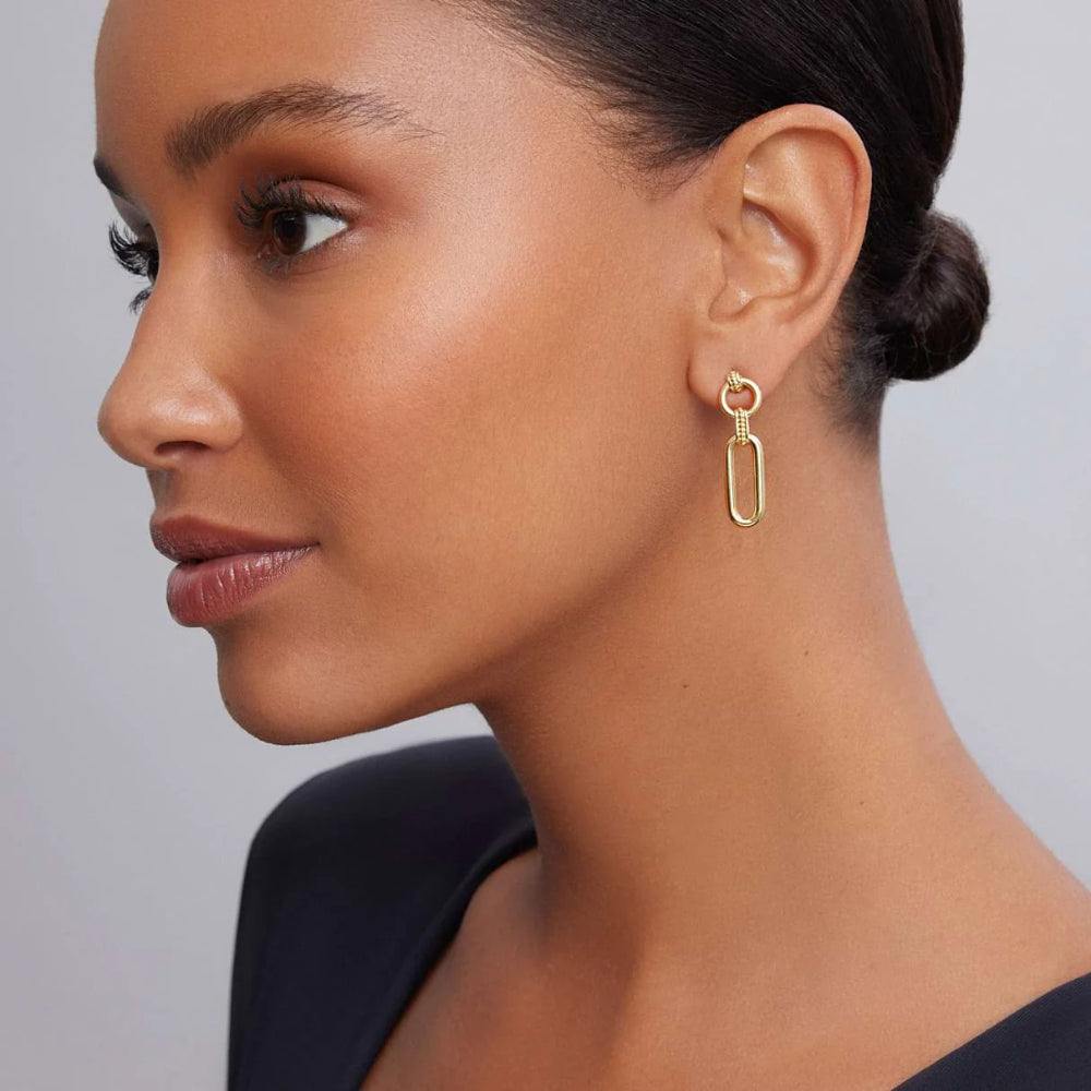 Lagos Signature 18k Gold Caviar Link Drop Earrings for Women's Jewelry