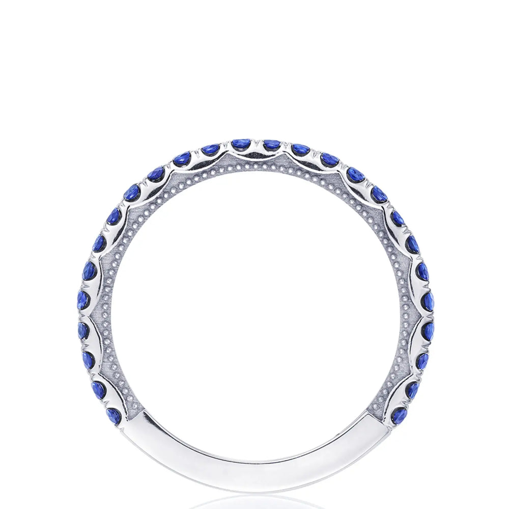 Tacori 18k White Gold Sapphire and Diamond Sculpted Crescent Ring