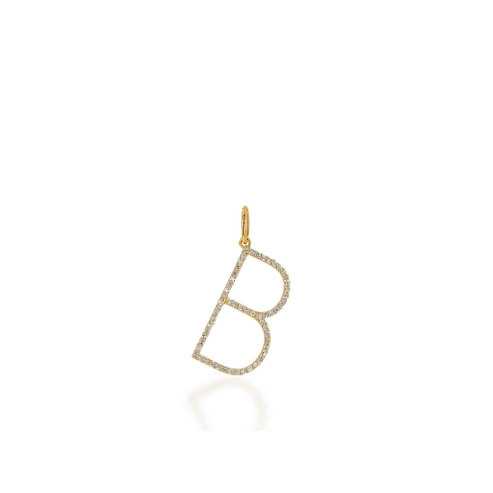14k Gold Oversized Personalized Diamond Initial Letter Charm
