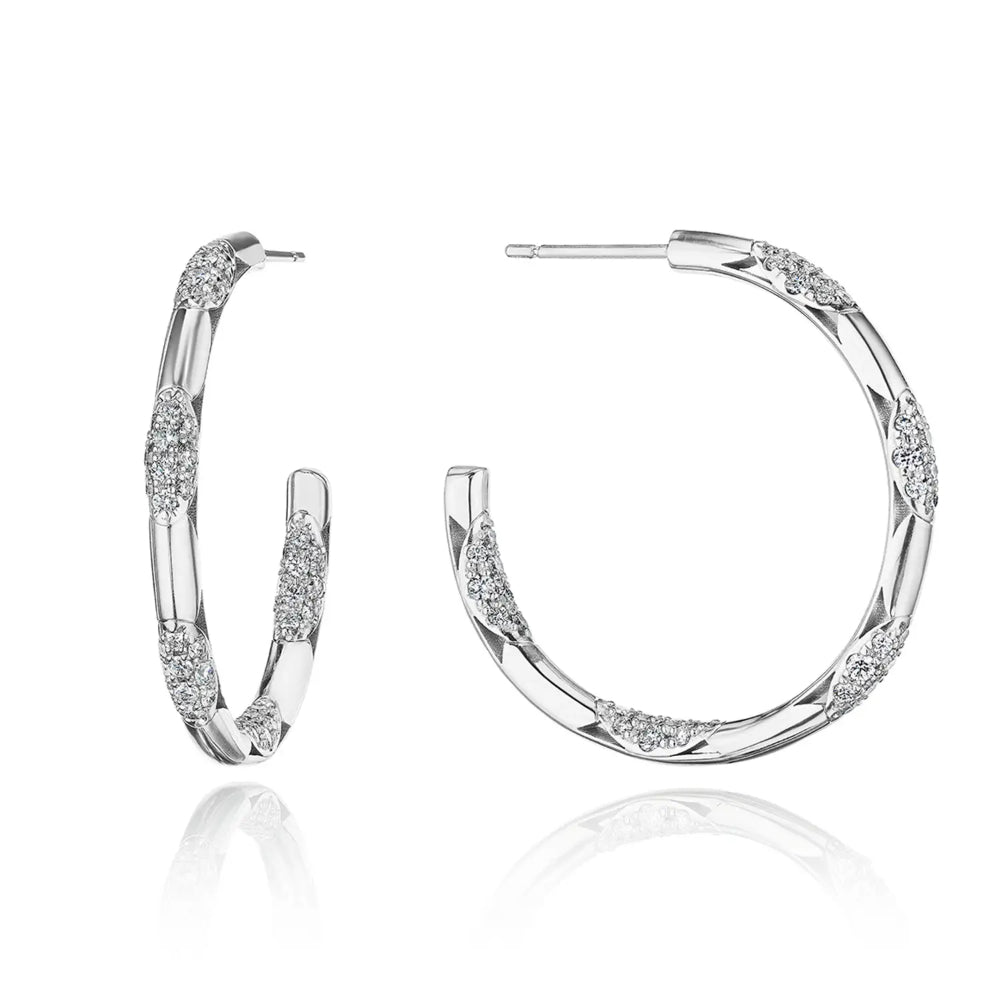 Tacori 18k Large 34mm High Polish Crescent Eclipse Diamond Hoops