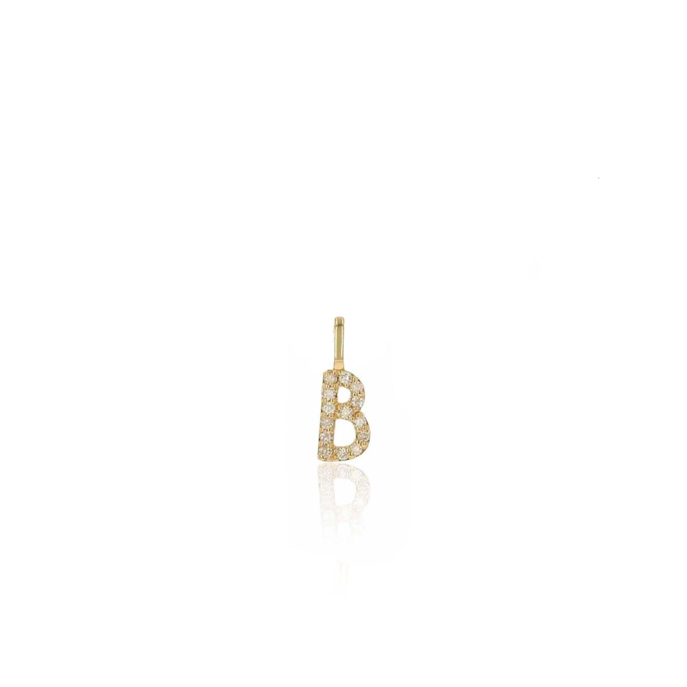 14k Yellow Gold Personalized Round Diamond Letter Charm by Rachel Reid