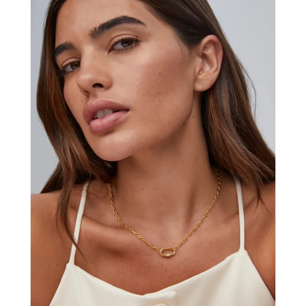 Kendra Scott 18k Gold Vermeil Linked Chain Necklace with White Sapphire - Bristol Style