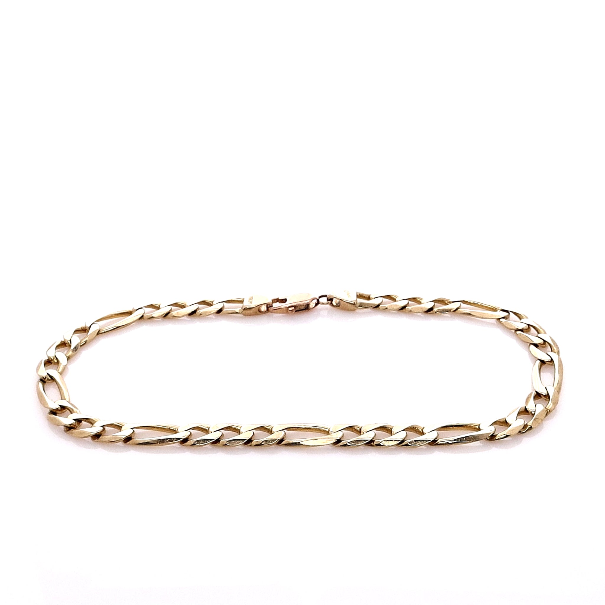 14k Yellow Gold 5.2mm Wide Figaro Chain Bracelet with 8.5 - inch Length