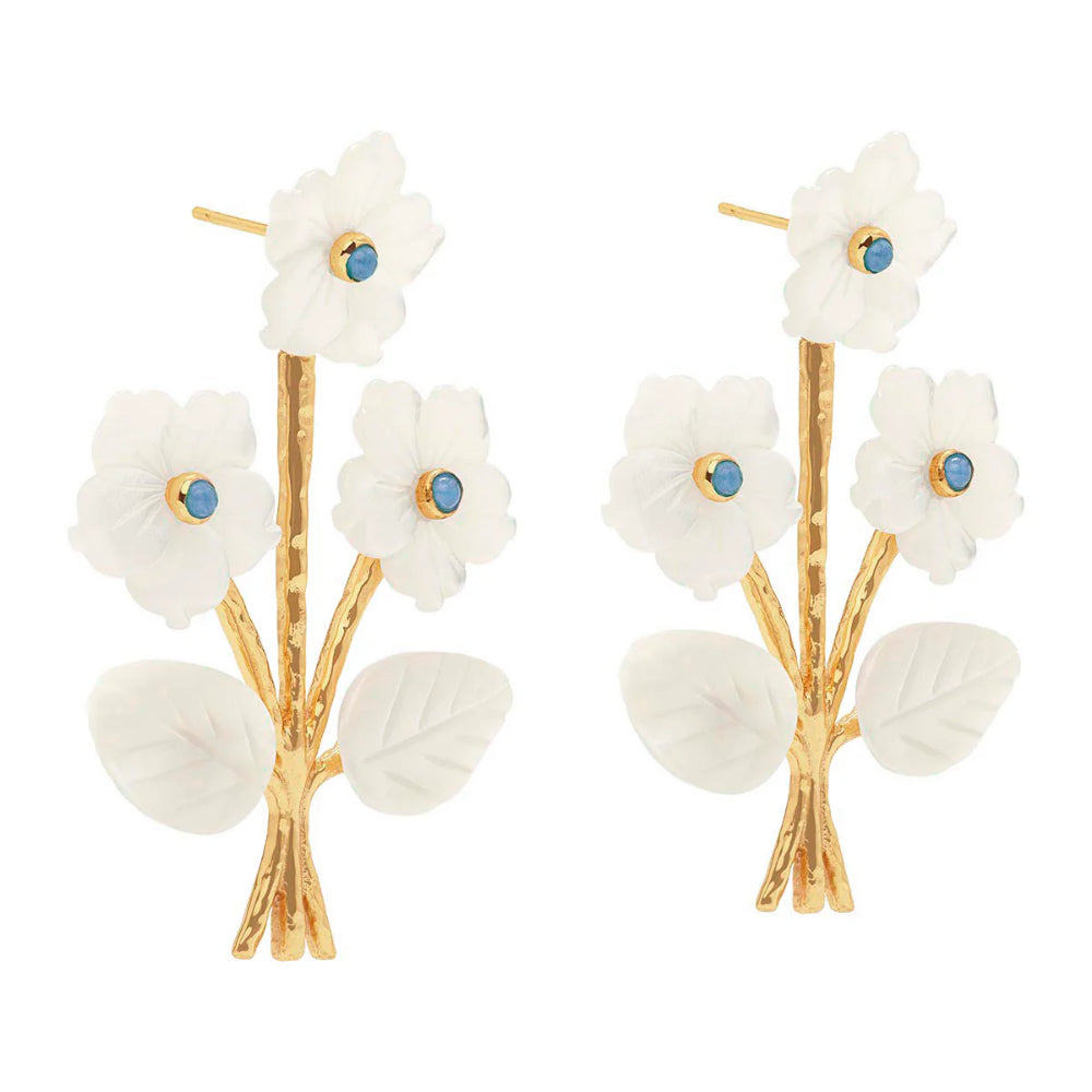 Capucine De Wulf Convertible Mother-of-Pearl and Jade Bouquet Post Earrings