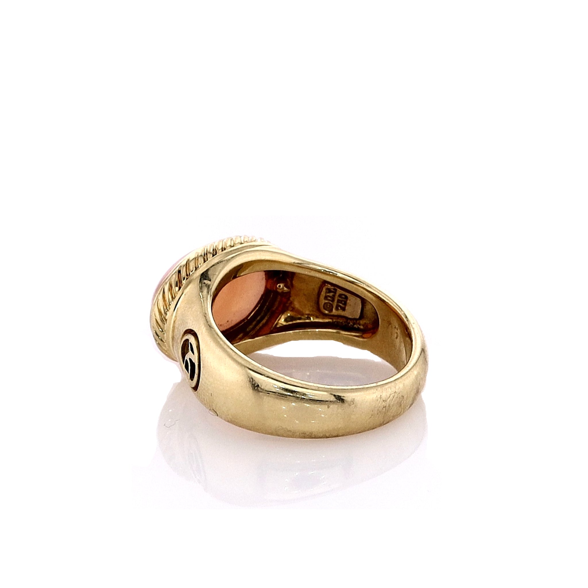 Estate Luxury 18k Yellow Gold Oval Peach Moonstone Engagement Ring by David Yurman