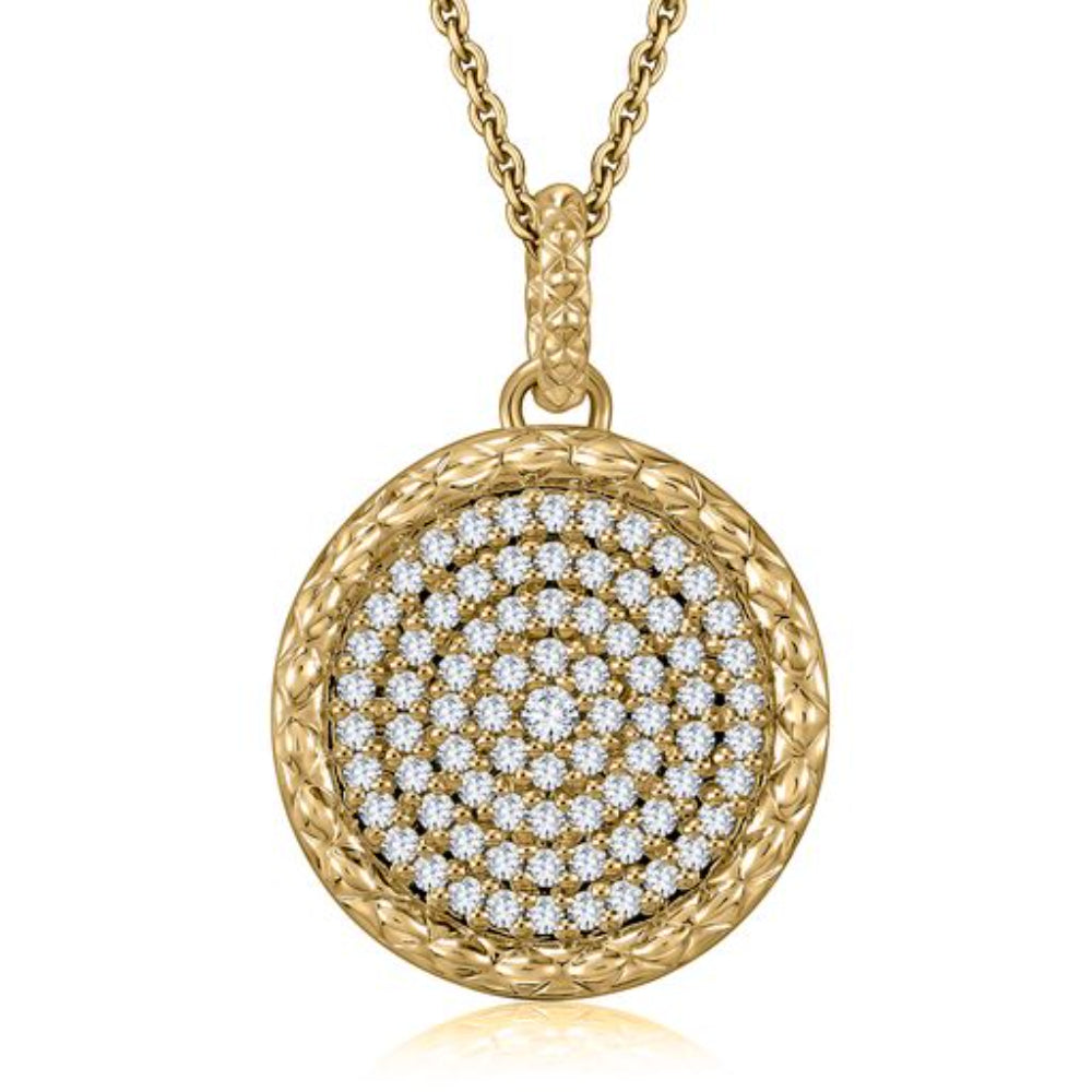A. Jaffe 14k Yellow Gold Pave-Set Diamond Circular Pendant for Jewelry Lovers