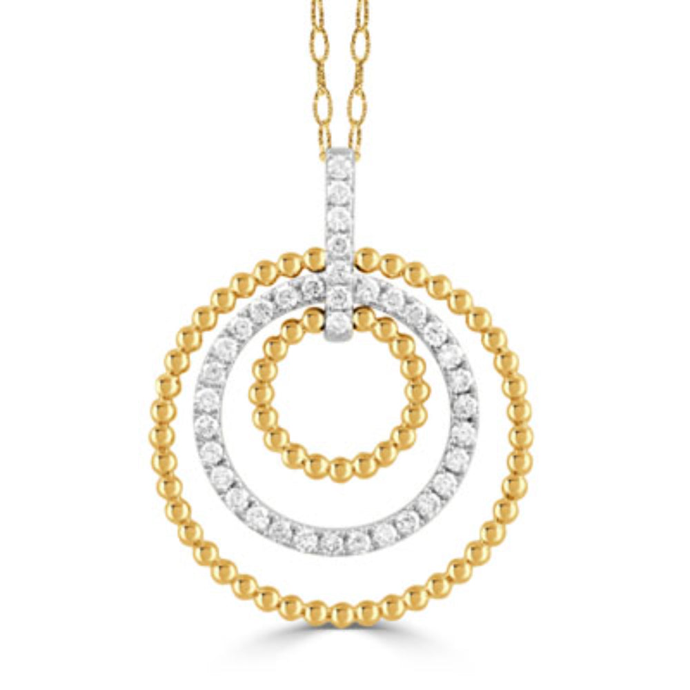 18k Gold Adjustable Byzantine Style Open Circle Diamond Pendant Necklace