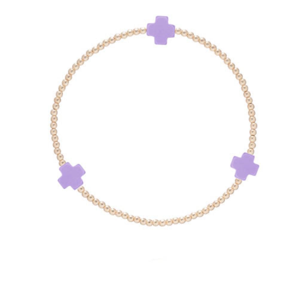 enewton 6.25 Signature Purple Cross Gold Pattern 2mm Beaded Bracelet for Wrist - A Stunning Jewelry Piece