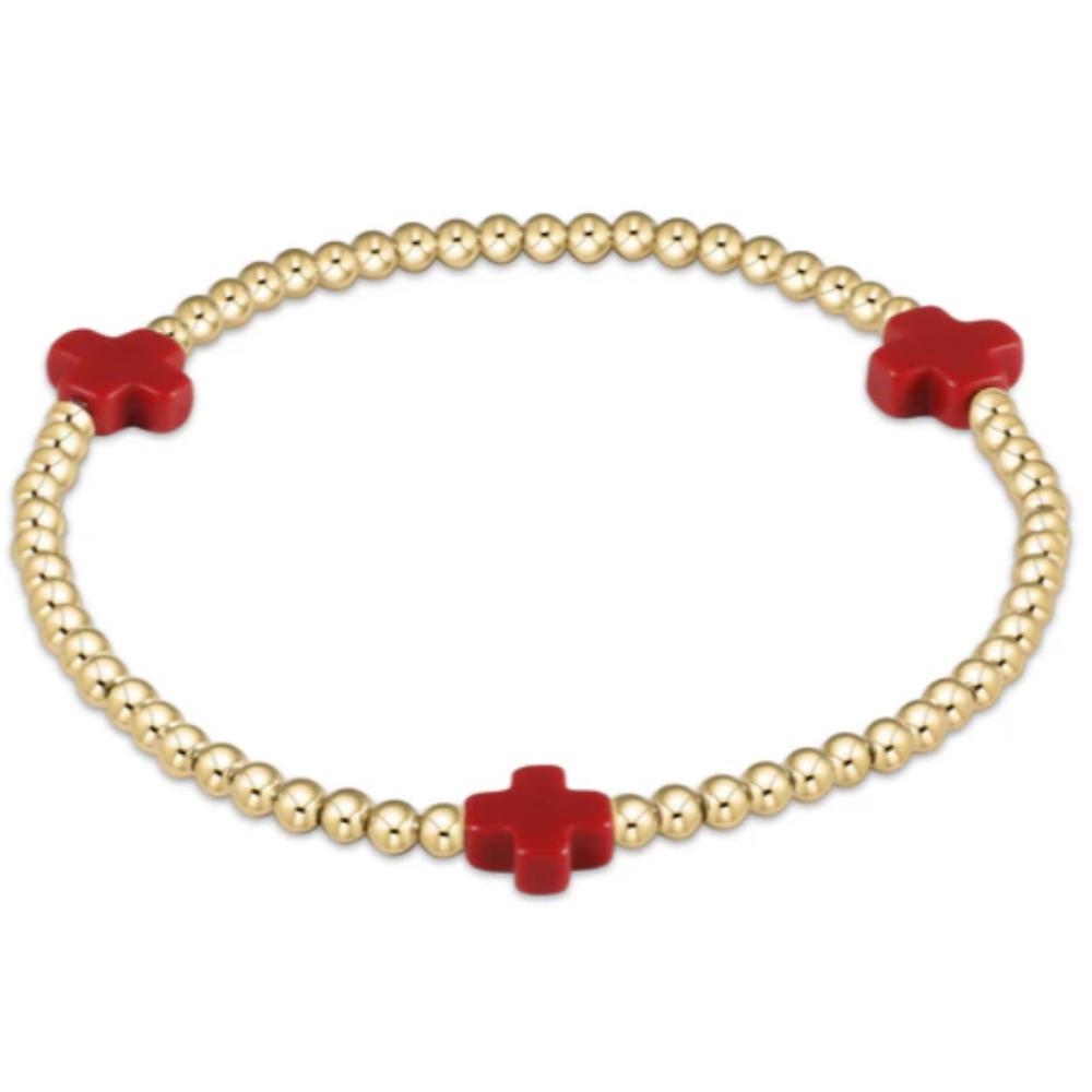 eGirl's 5.5-inch Signature Red 3mm Gold Pattern Bead Bracelet by enewton