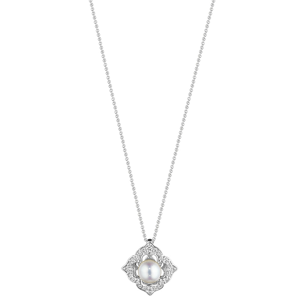 Verragio 18k Gold Victorian Pearl and Diamond Pendant Necklace