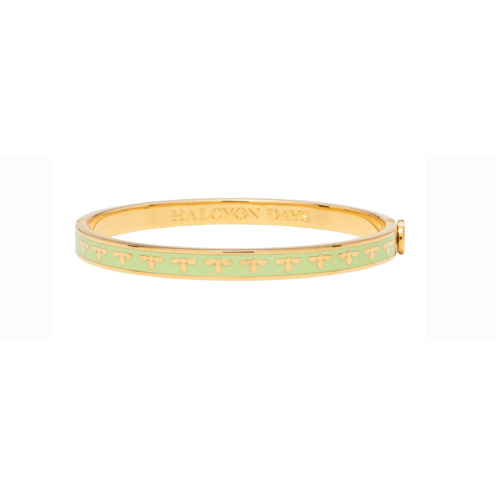 Halcyon Days 6mm Gold-Plated Enamel Bee Hinged Bracelet - A Stylish and Colorful Jewelry Piece