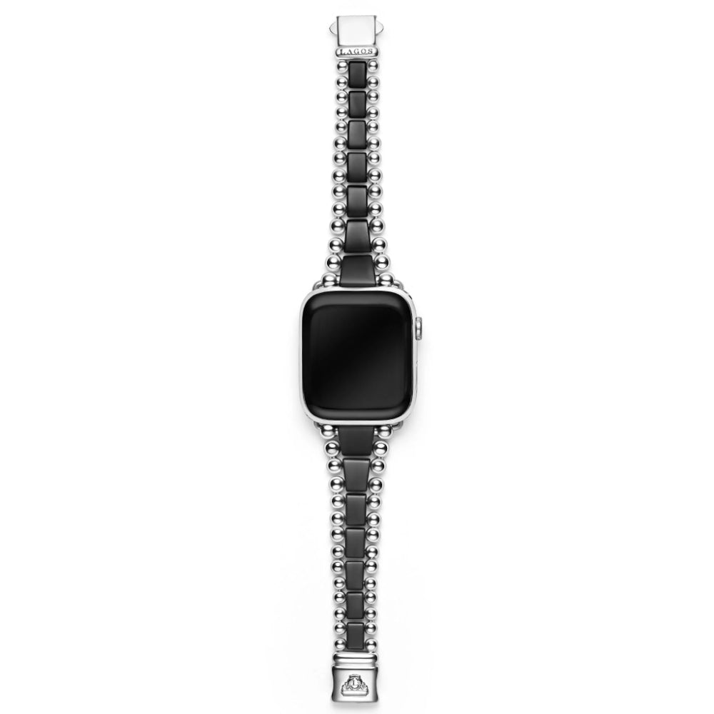 Lagos Matte Black Ceramic and Stainless Steel Smart Watch Bracelet for 42 - 49mm Apple Watch