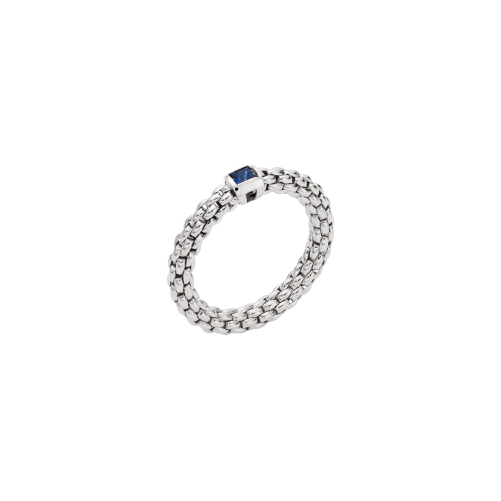 Fope 18k Medium Flex'it Ring with Bezel-set Blue Sapphire