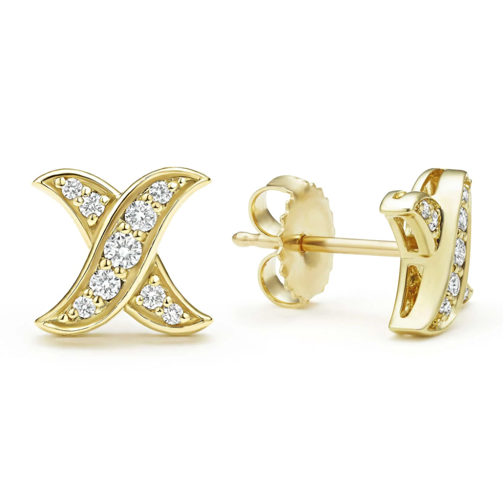 Exquisite Lagos Embrace 18k Gold with Diamond Stud Earrings for Elegant Wear