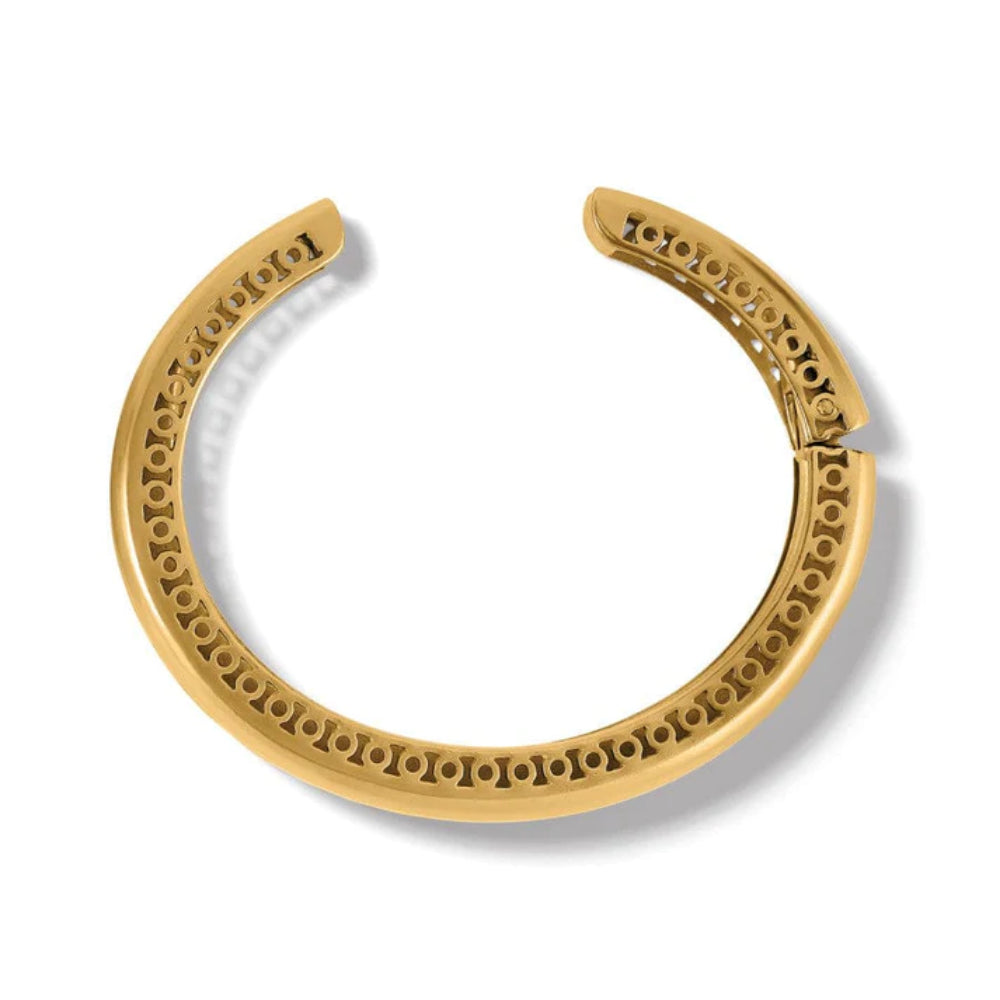 Stunning Gold Plated Hand - Hammered Double Hinged Brighton Inner Circle Bangle