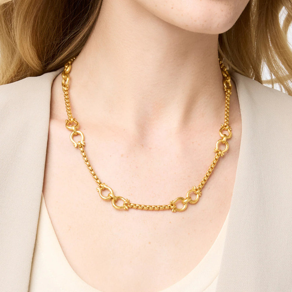 Julie Vos Saratoga Equestrian-Inspired Demi Link Gold-Plated Necklace for Fashion Enthusiasts