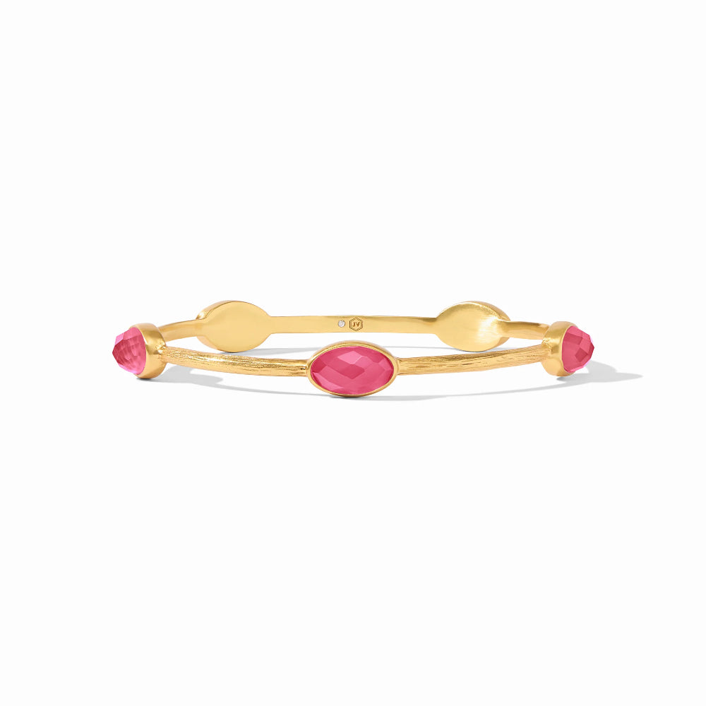 Julie Vos Exquisite Ivy Stone Hand - Etched Golden Bangle Jewelry